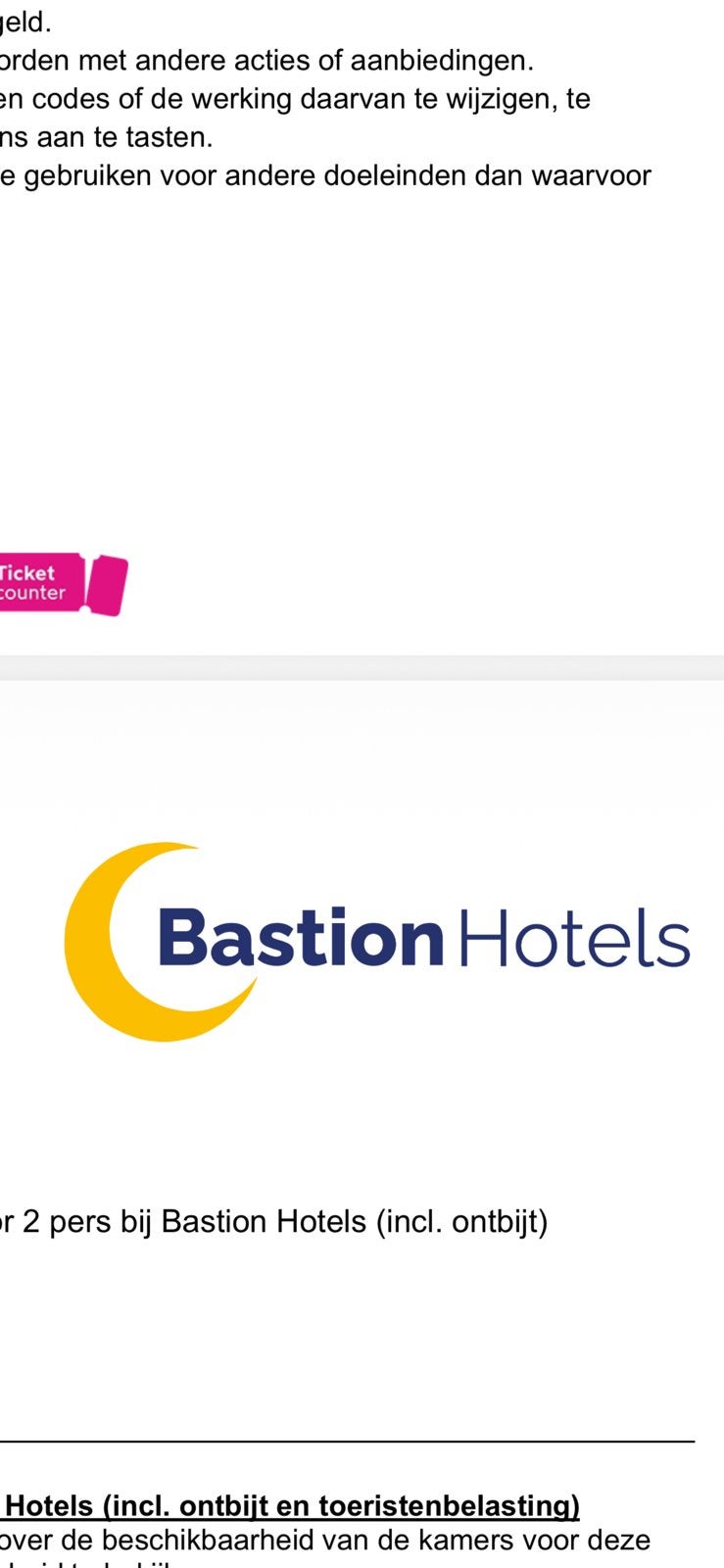 Hotelovernachting Bastionhotel naar keuze, Twee personen, 1 overnachting