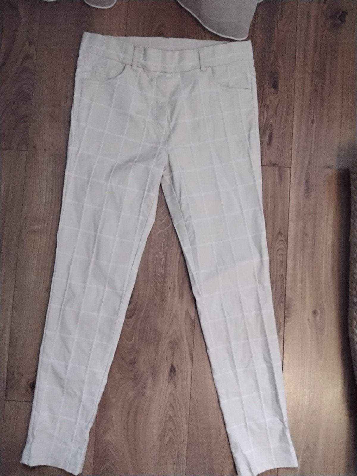 Rossini Dames Broek - Maat 40 (M) - Beige met ruitpatroon, Maat 38/40 (M), Beige, Ophalen of Verzenden, Zo goed als nieuw