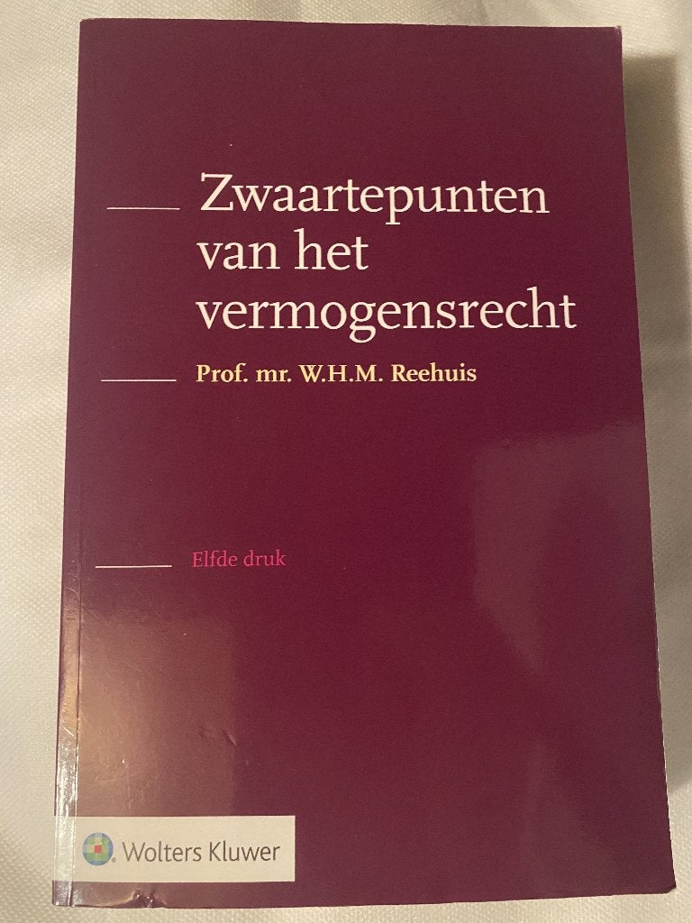 Zwaartepunten van het vermogensrecht 11e druk, Ophalen of Verzenden, Prof. mr. W.H.M. Reehuis, Gamma, WO