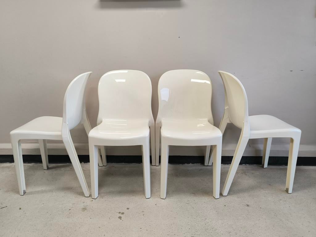 Set van 4, vintage Philippe Starck eetkamerstoelen, Huis en Inrichting, Stoelen, Ophalen, Kunststof, Gebruikt, Wit