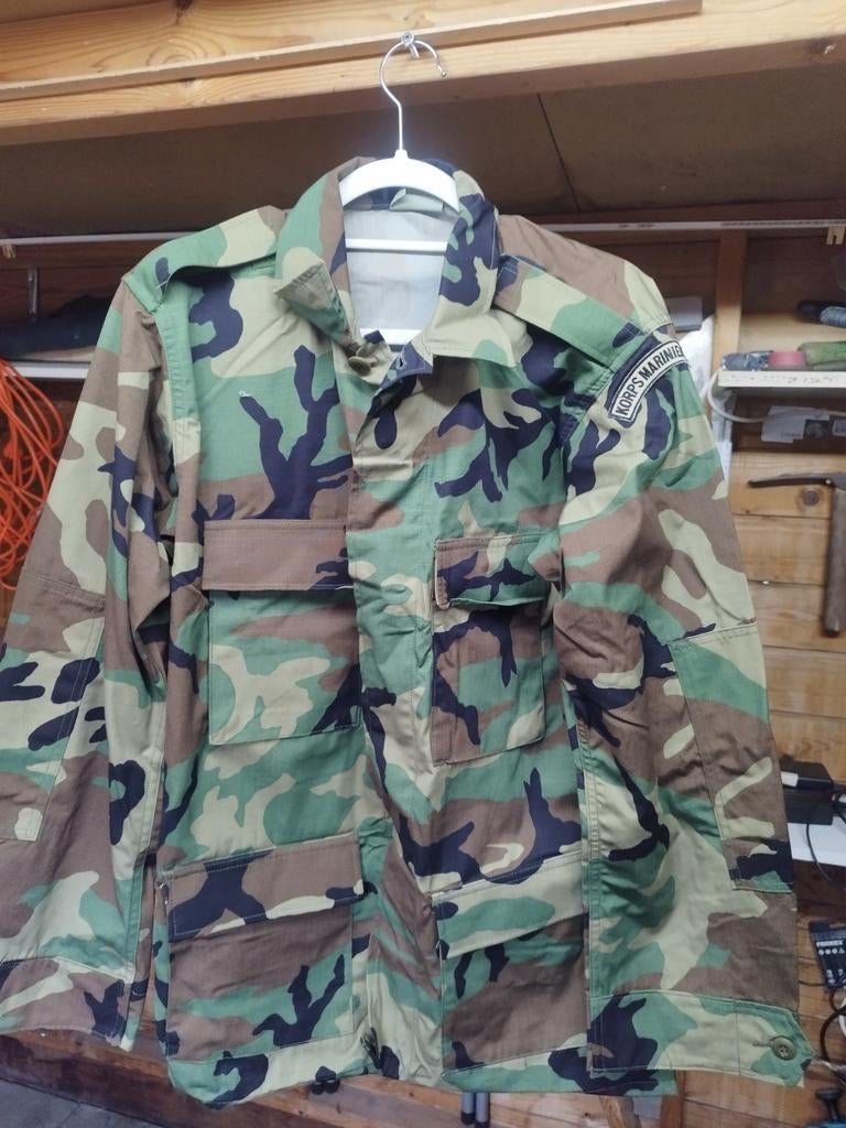 US Army Woodland Camo BDU Jas - Medium-Long, Ophalen of Verzenden, Gedragen, US Army