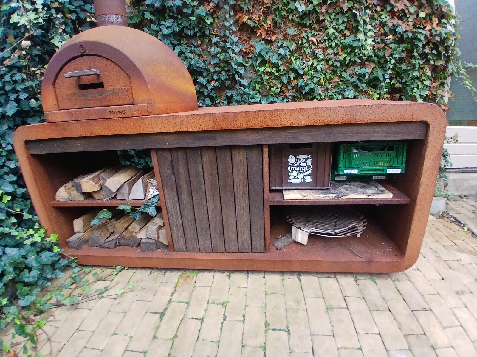 FORNO Pizzaoven met opslagruimte - Cortenstaal, Ophalen, Gebruikt, FORNO