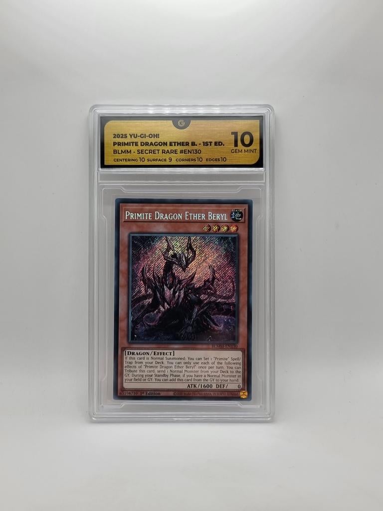 Yu-Gi-Oh! Primate Dragon Ether B. 1st Ed. BLMM Secret Rare, Ophalen of Verzenden, Nieuw, Losse kaart, Foil