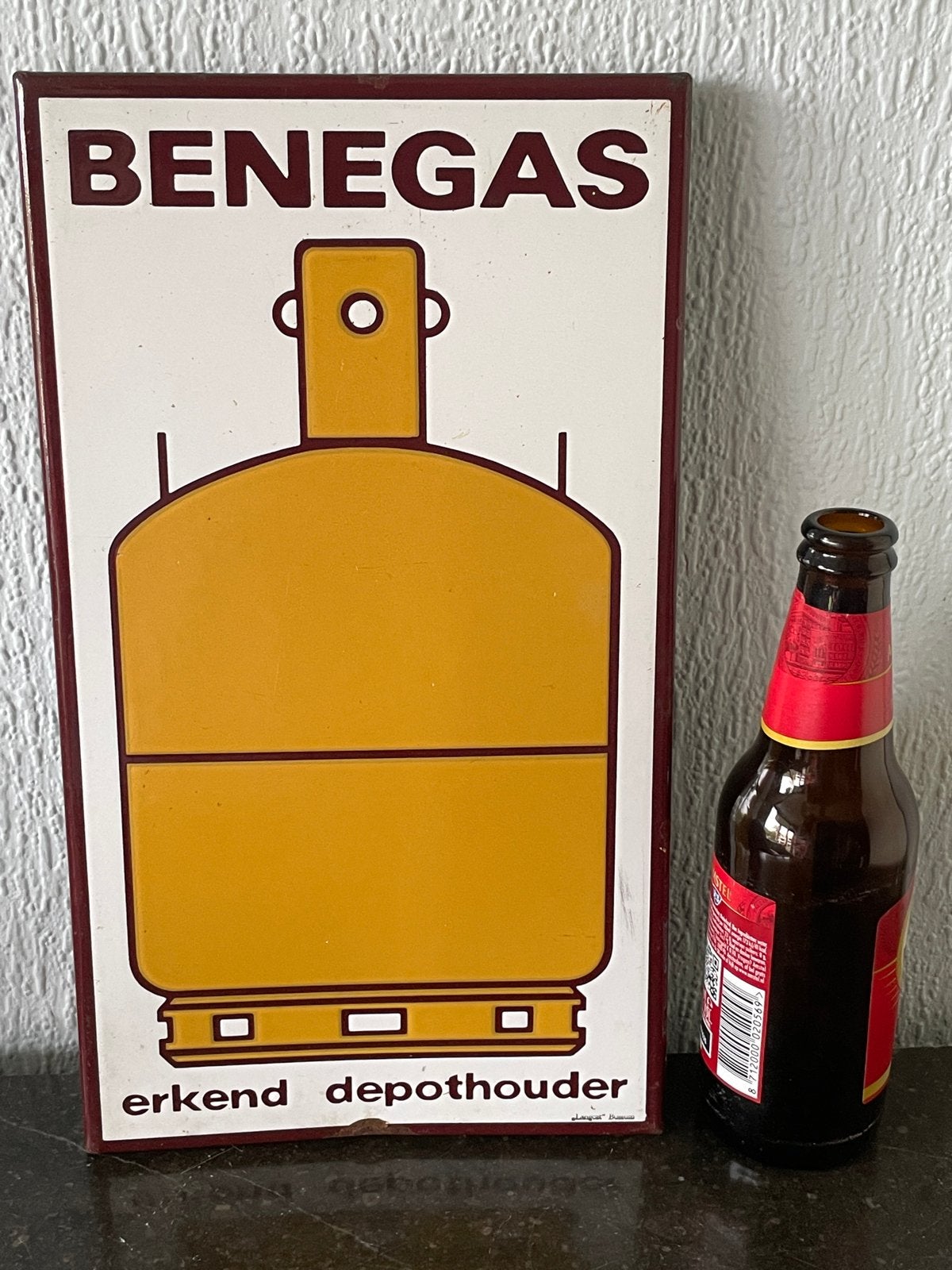 Benegas Emaille Reclamebord - Langcat Bussum, Antiek en Kunst, Ophalen of Verzenden