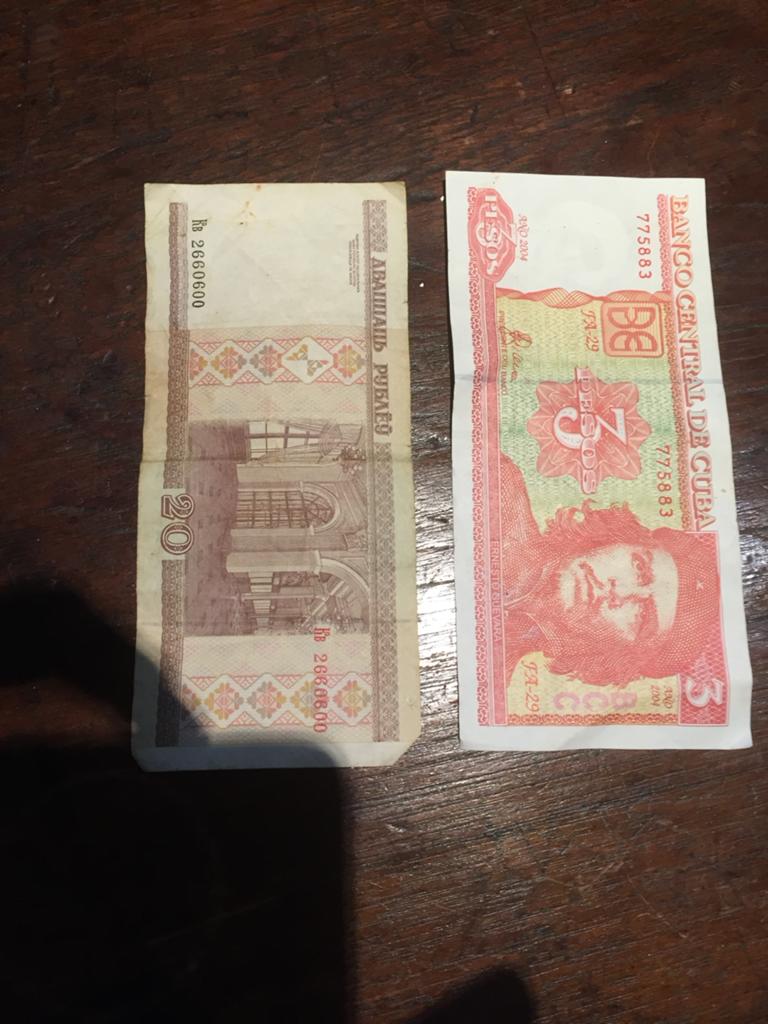 2 biljetten: Cuba 3 Pesos (Che Guevara) & Wit-Rusland 20 Roe, Ophalen of Verzenden, Midden-Amerika, Setje