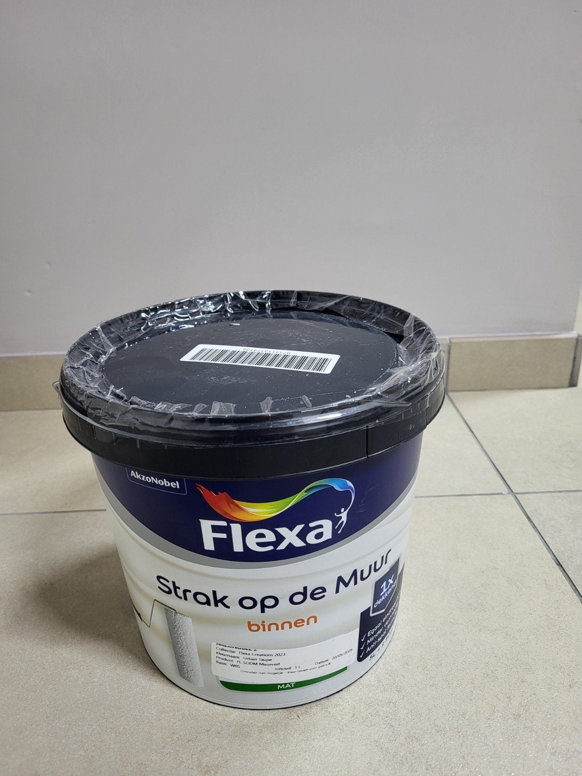 Flexa Strak op de Muur Binnenverf - Urban Taupe 5L, Nieuw, Ophalen of Verzenden, Verf, Grijs