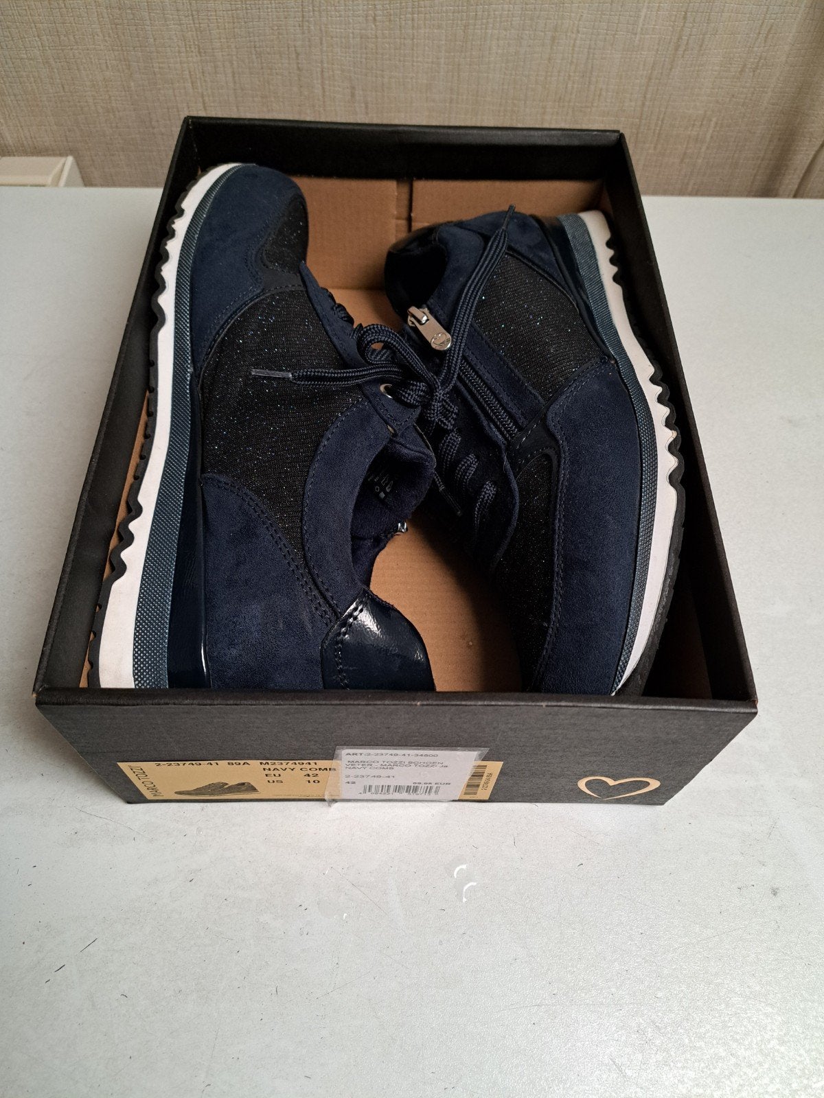 nieuwe Marco Tozzi dames sneaker donkerblauw maat 42, Ophalen of Verzenden, Nieuw, Blauw, Sneakers of Gympen