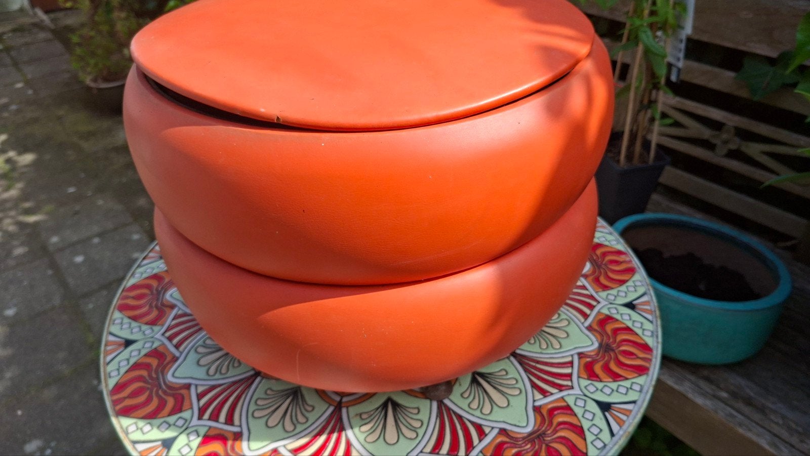 70's poef, Huis en Inrichting, Ophalen, Rond, Minder dan 50 cm