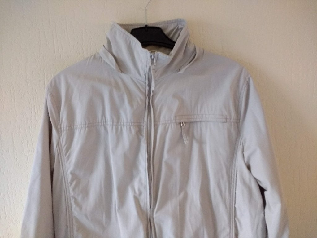 Gevoerd zomerjack jas dames maat 46 beige, ecru met capuchon, Ophalen of Verzenden, Zo goed als nieuw, Maat 46/48 (XL) of groter