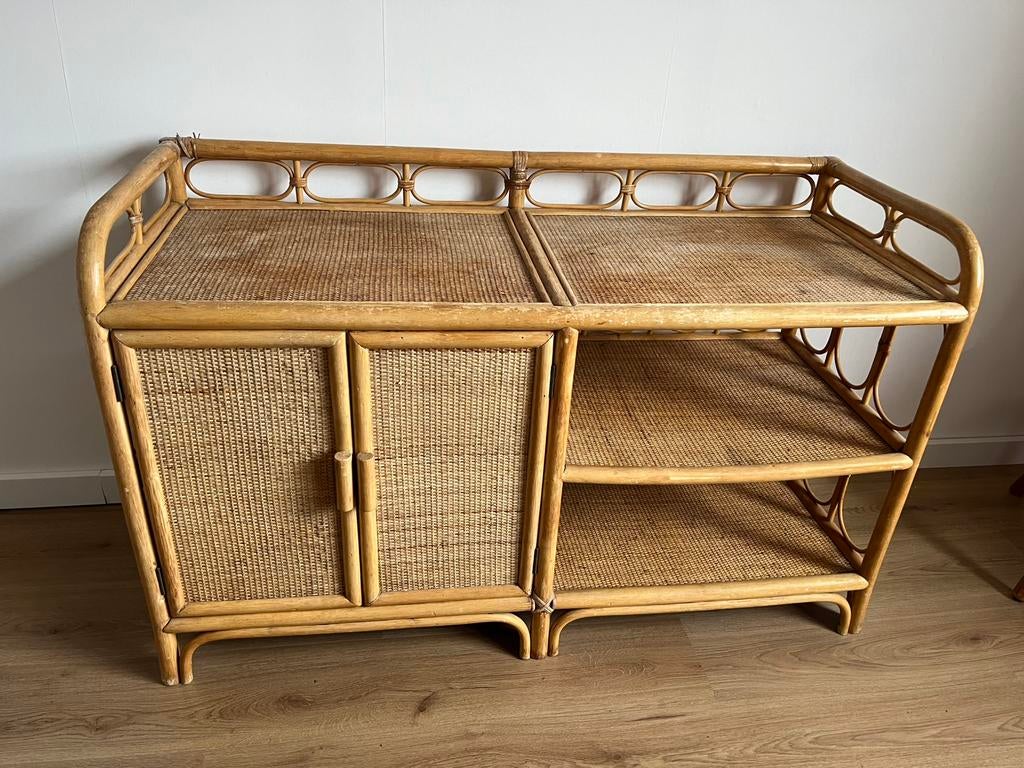 Vintage Rotan Dressoir, Huis en Inrichting, Kasten | Dressoirs, Ophalen, Overige materialen, 100 tot 150 cm, Rotan; Bamboe; Riet