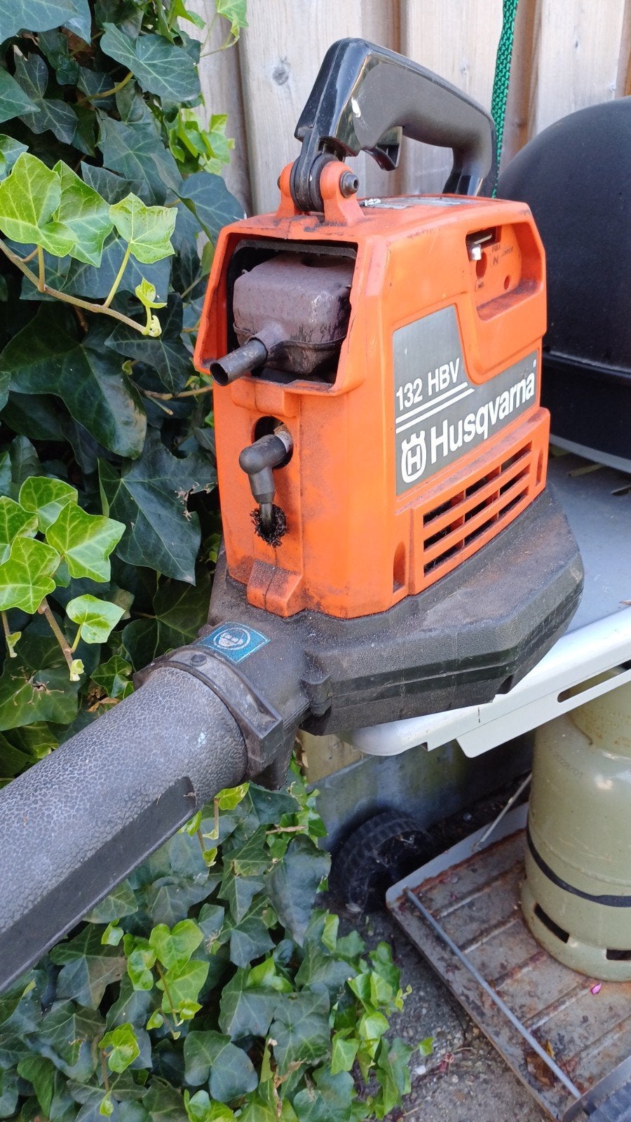 Benzine bladblazer, Tuin en Terras, Bladblazers, Ophalen, Benzine, Gebruikt, Handgedragen
