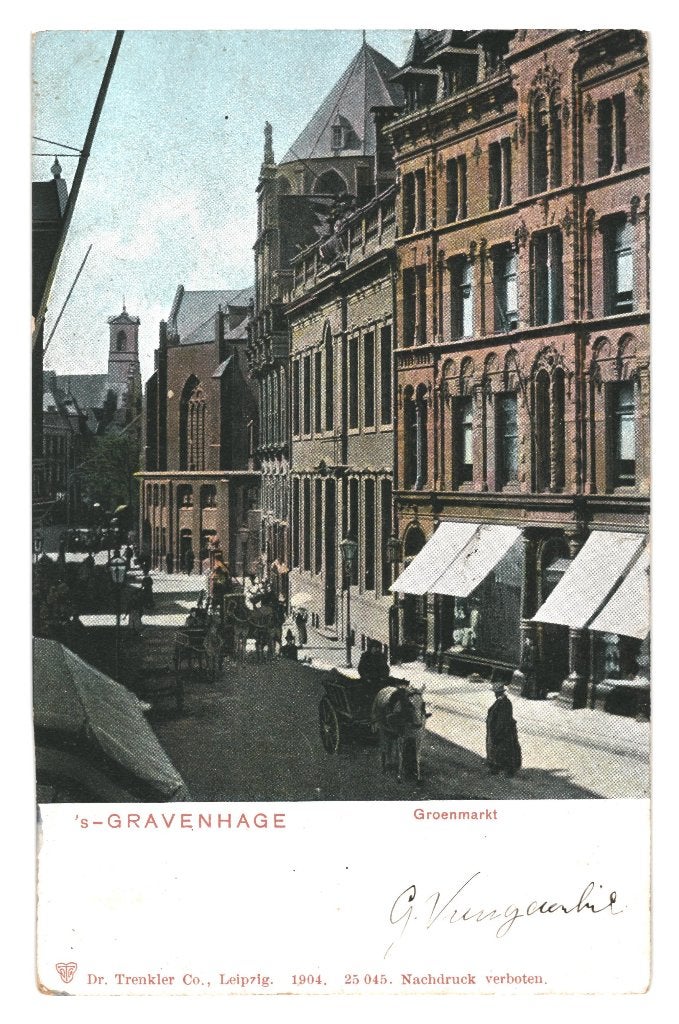 972135	s Gravenhage	Groenmarkt	1904	Gelopen met zegel, Ophalen of Verzenden, Voor 1920, Gelopen, Zuid-Holland