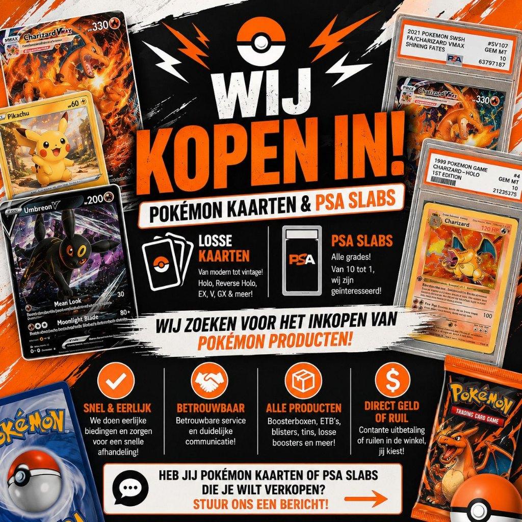 Gezocht: Pokemon Kaarten en collectibles!, Ophalen of Verzenden, Zo goed als nieuw