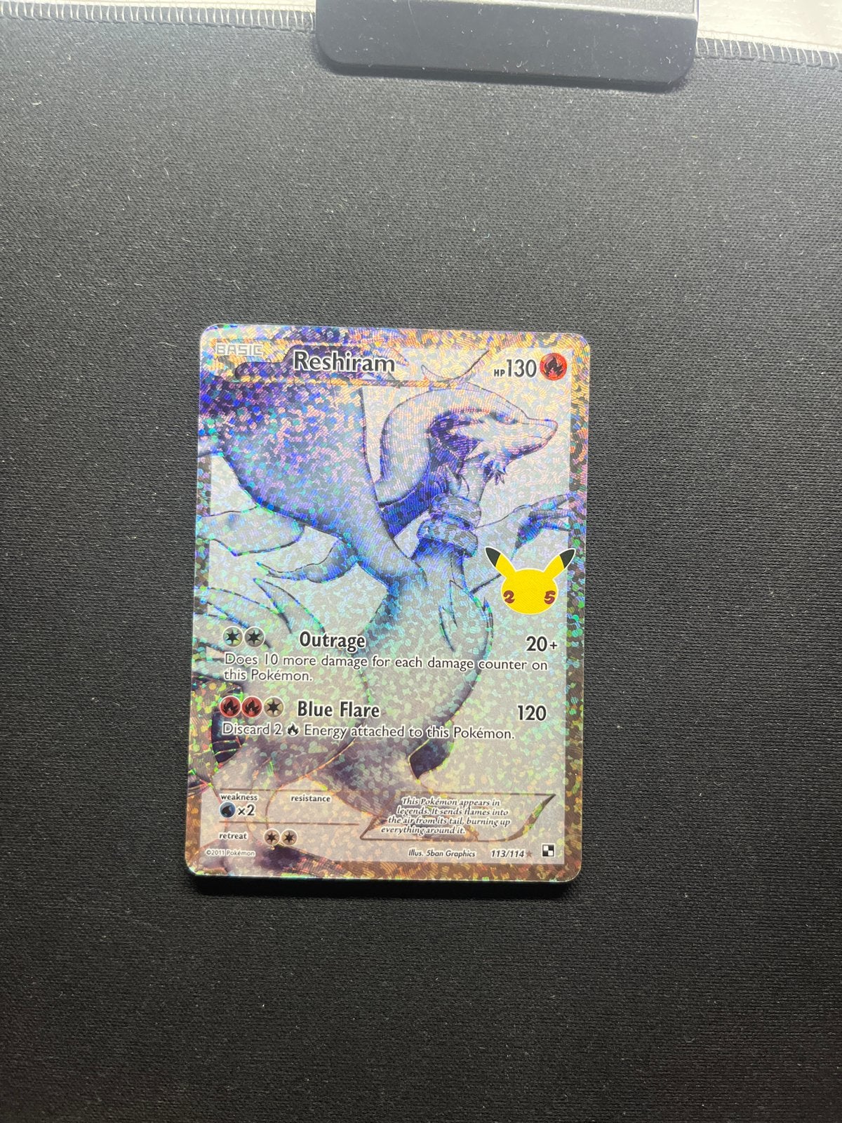 Pokémon Reshiram Celebrations 25th Anniversary Foil Kaart, Ophalen of Verzenden, Zo goed als nieuw, Losse kaart, Foil