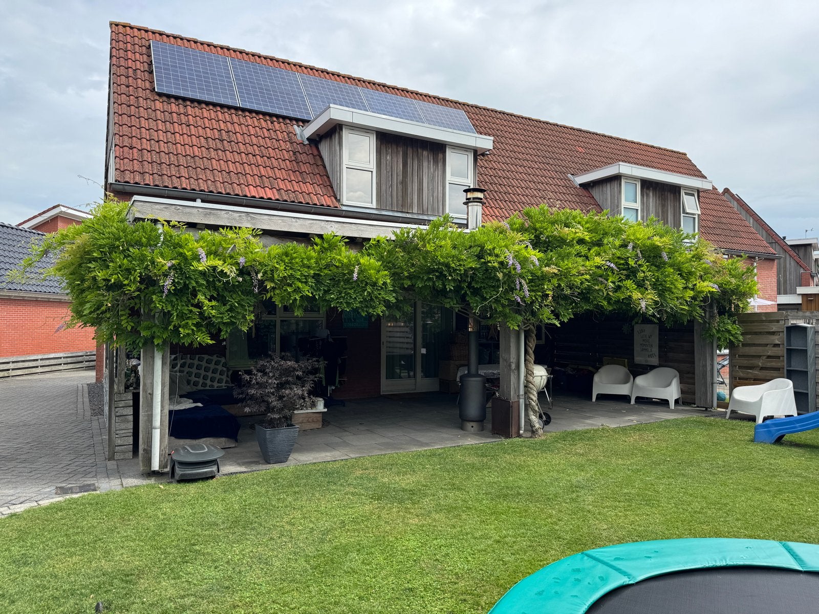 Ruime Douglas houten overkapping 4,5x10m (45 m²), Tuin en Terras, Overkappingen, Ophalen, Gebruikt, Overige typen