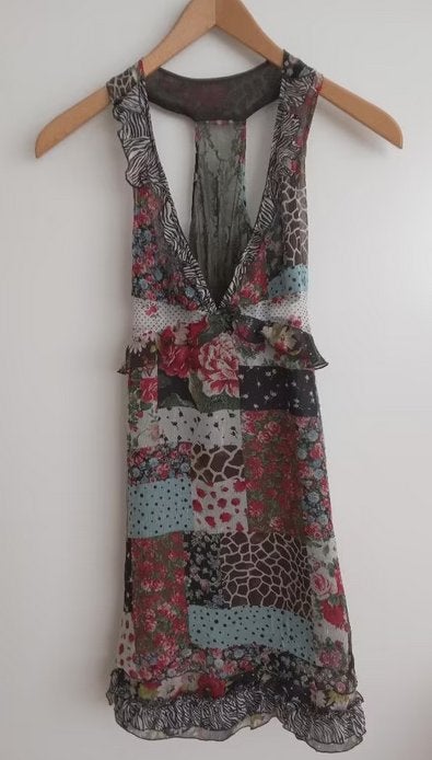 Rinascimento voile bloemen patchwork jurk maat M, Kleding | Dames, Rinascimento, Knielengte, Stichting Angel's Choice, Gedragen