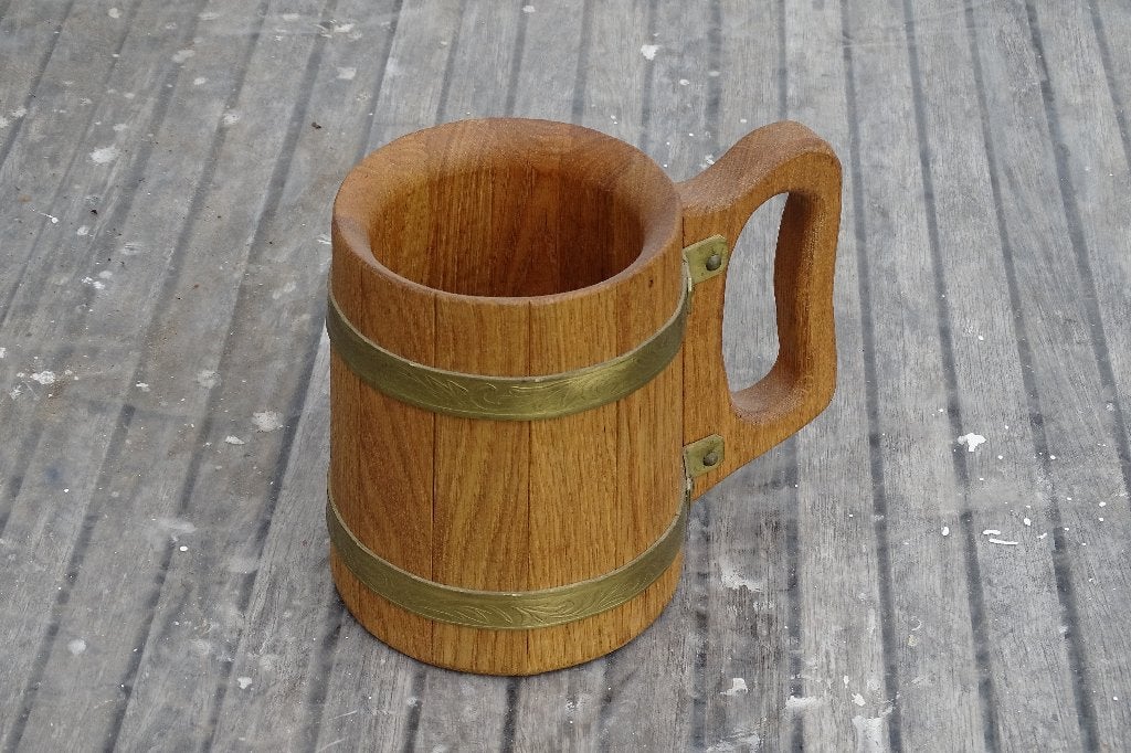 bierpul / mok van massief eikenhout - merk Bonpos, Verzamelen, Ophalen of Verzenden, Zo goed als nieuw, Pul(len), Overige merken