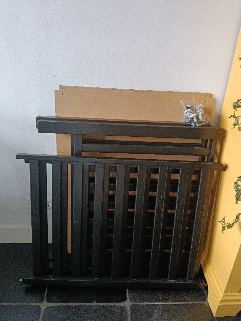 Babybox zwart op wieltjes, Ophalen, Gebruikt, Vierkant, In hoogte verstelbaar
