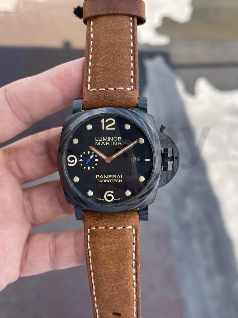 Panerai Luminor Carbotech, Sieraden, Tassen en Uiterlijk, Horloges | Heren, Overige materialen, Leer, Rolex, Polshorloge