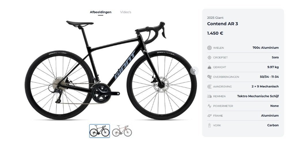 Giant Contend AR 3 carbon racefiets met gratis tacx trainer, Aluminium, Zo goed als nieuw, 15 tot 20 versnellingen, Dames