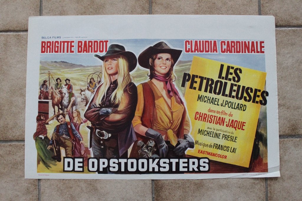 filmaffiche Brigitte Bardot Les petroleuses filmposter, Rechthoekig Liggend, Ophalen of Verzenden, Zo goed als nieuw, A1 t/m A3