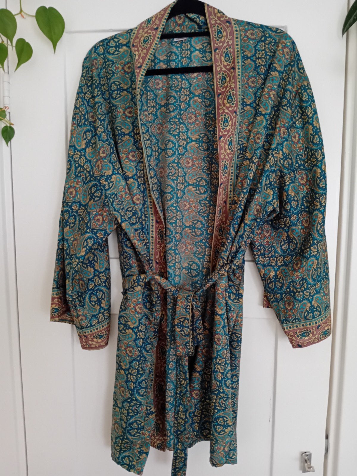 Kimono Paisley Motief - 30% Zijde  made in India ONE SIZE, Maat 38/40 (M), Blauw, Nieuw, Ophalen of Verzenden