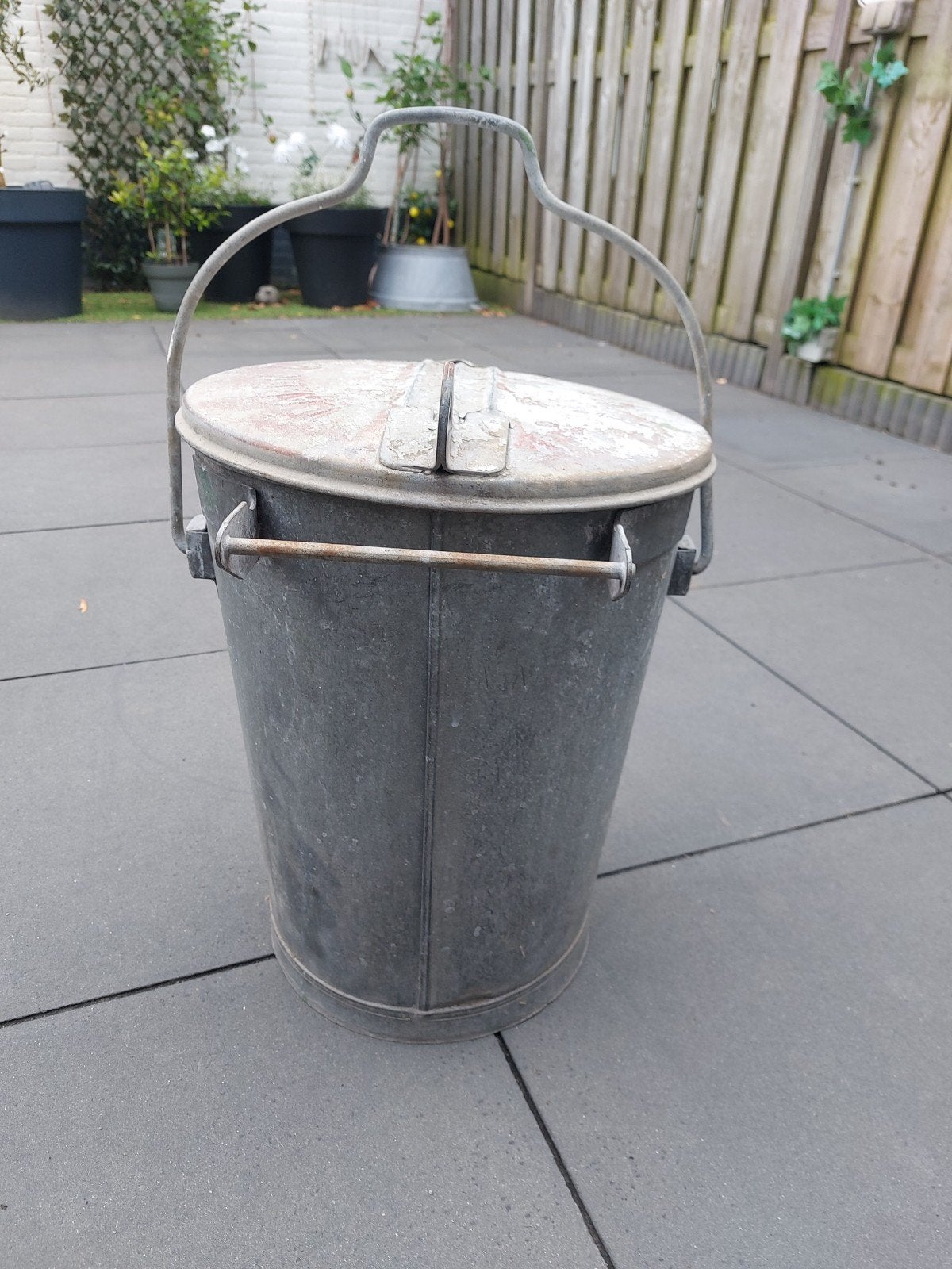 Zinken vuilnisemmer, Ophalen, Rond, Metaal, Minder dan 30 cm