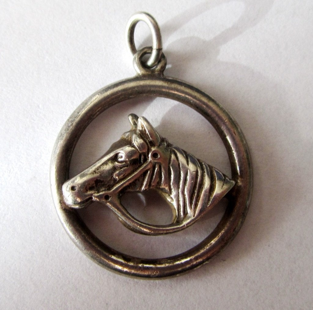 massief Zilveren Paardenhoofd ketting hanger, Ophalen, Zilver, Hanger
