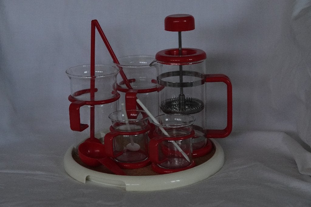 Vintage Bodum Bistro Koffieset  – Rood (Jaren 80), Ophalen of Verzenden, Zo goed als nieuw, Rood