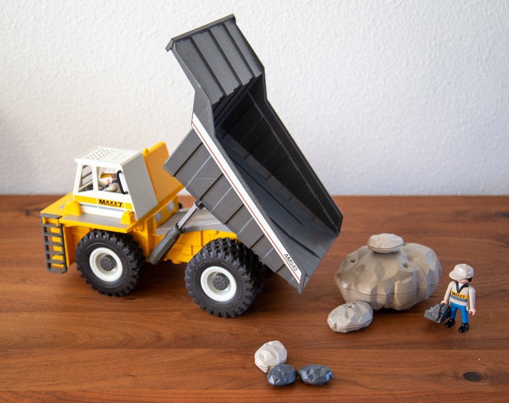 Playmobil Mega kiepwagen 4037 met rotsblokken, Ophalen of Verzenden, Zo goed als nieuw, Complete set