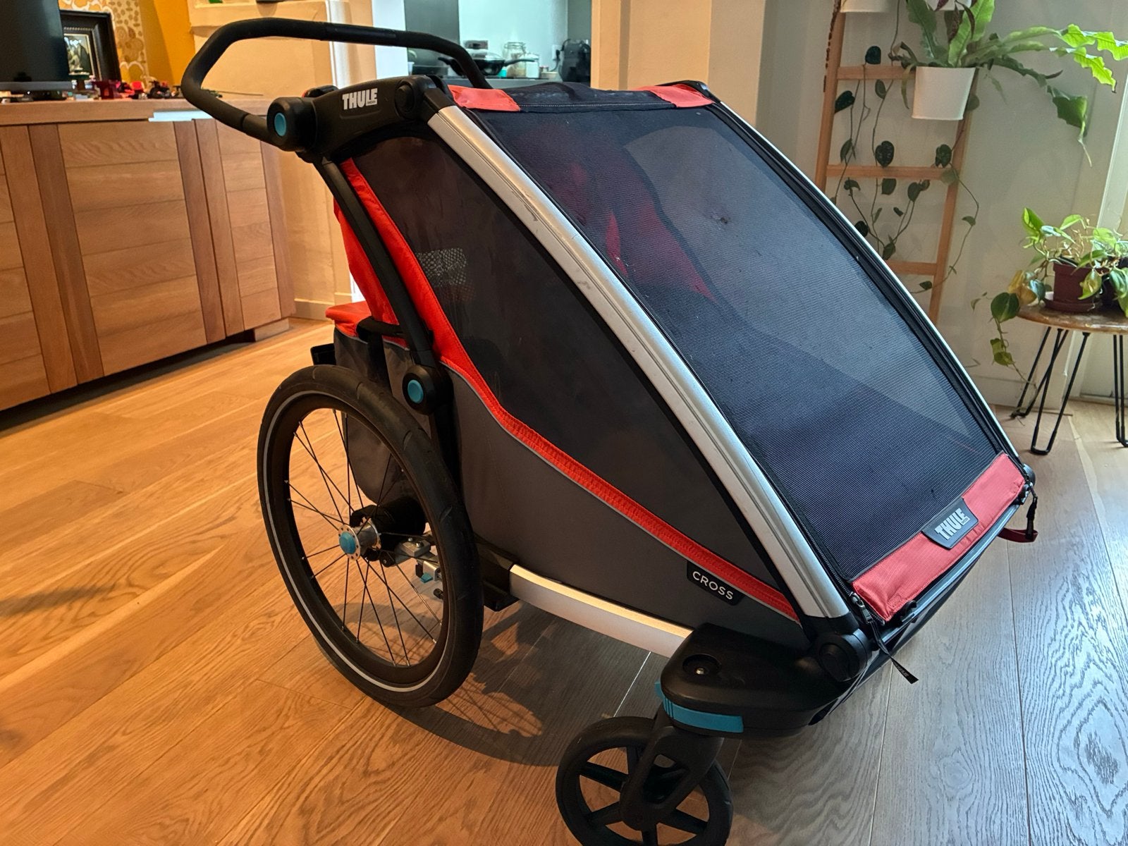 Thule Chariot Cross 1 & 2 - Dubbele fietskar met accessoires, Ophalen, Gebruikt, Opvouwbaar, Kinderkar