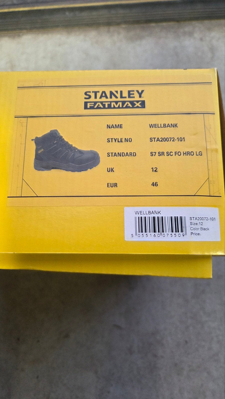 Stanley FatMax Wellbank veiligheidsschoenen, maat 46, Ophalen of Verzenden, Nieuw