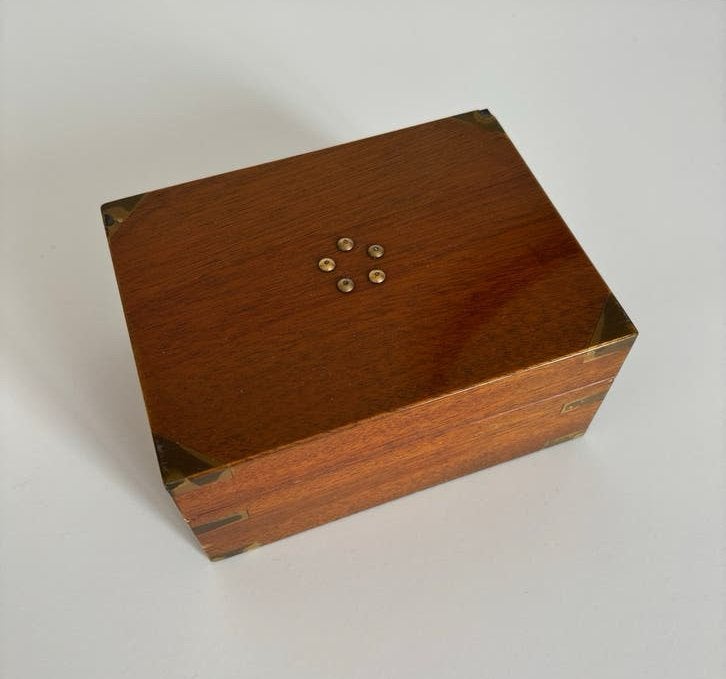 Vintage kistje van Sheesham hout met messing details, Ophalen of Verzenden