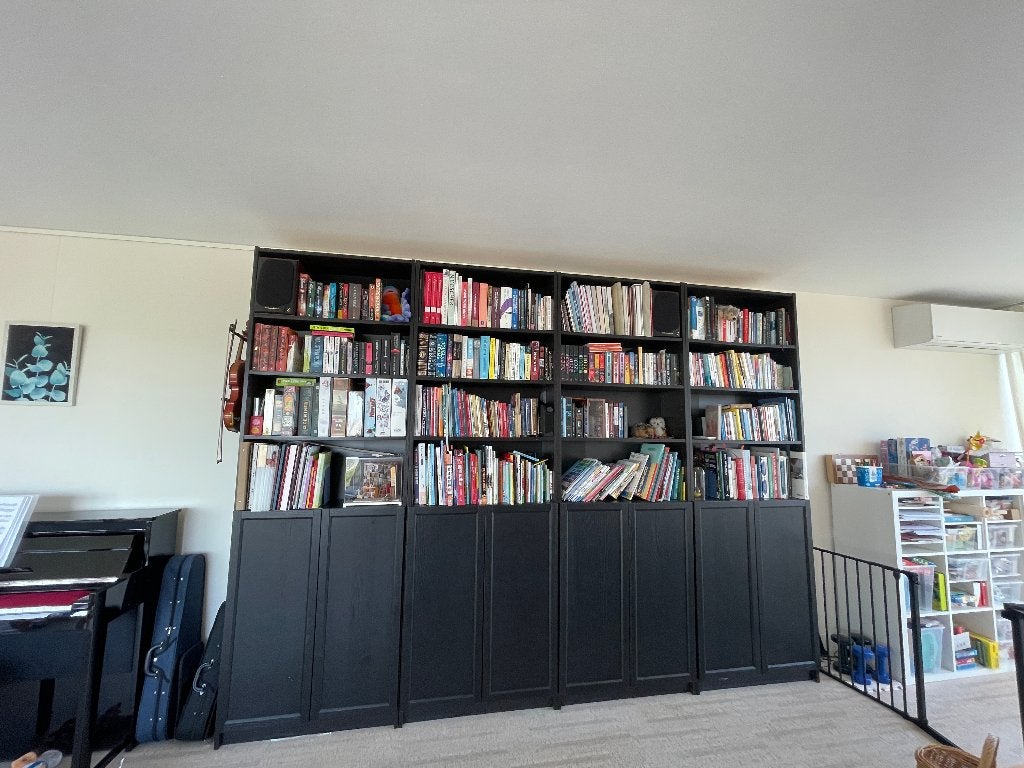 4x IKEA BILLY boekenkast zwart  + OXBERG deuren, Ophalen, Gebruikt, 200 cm of meer, 50 tot 100 cm