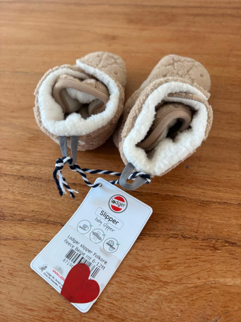 Lodger babyslofjes Folkore Beige 6-12M - Nieuw, Kinderen en Baby's, Babykleding | Schoentjes en Sokjes, Ophalen of Verzenden, Nieuw