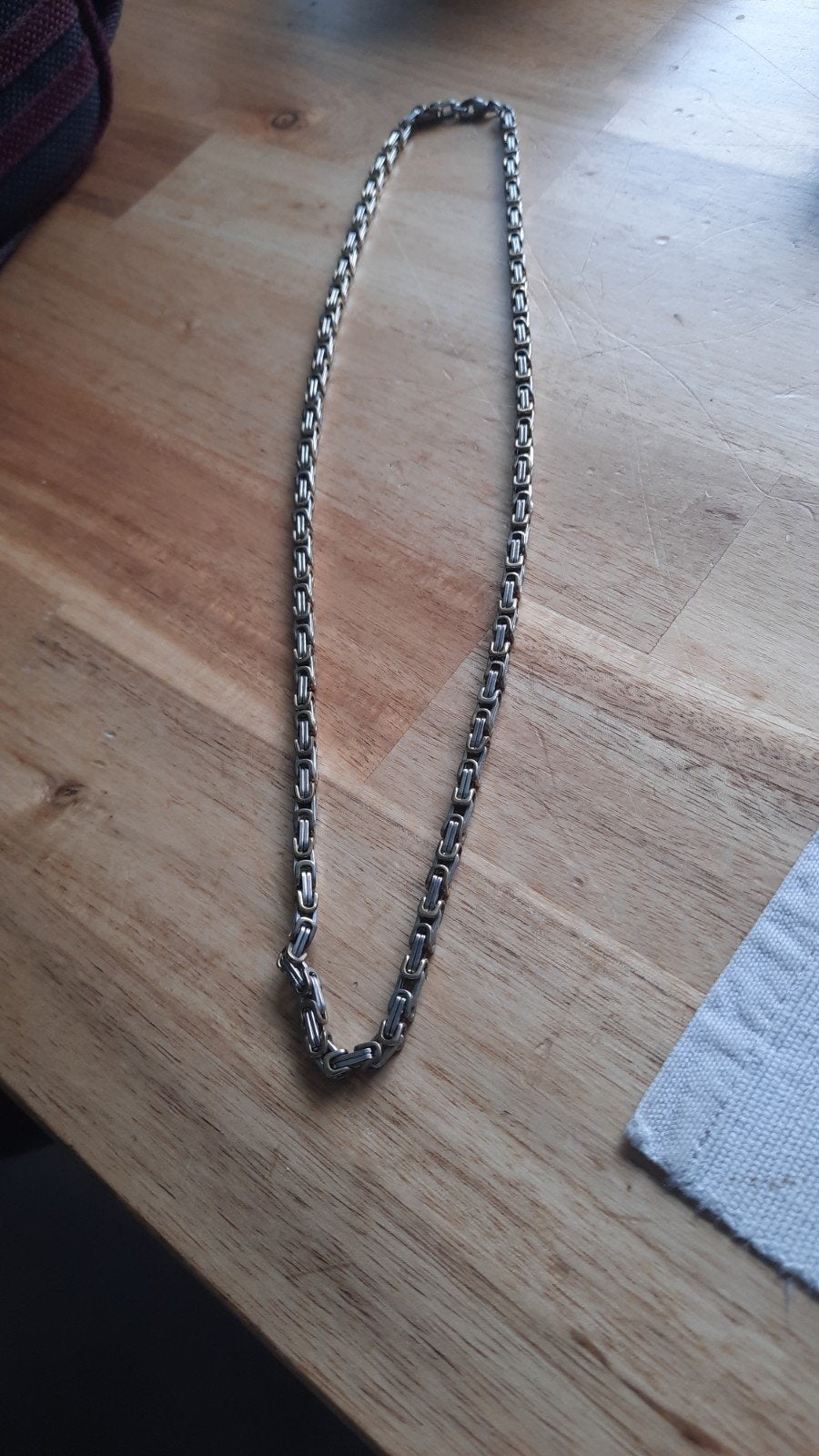 Stalen ketting - Koningsschakel, Ophalen of Verzenden, Gebruikt, Zilver, Overige materialen