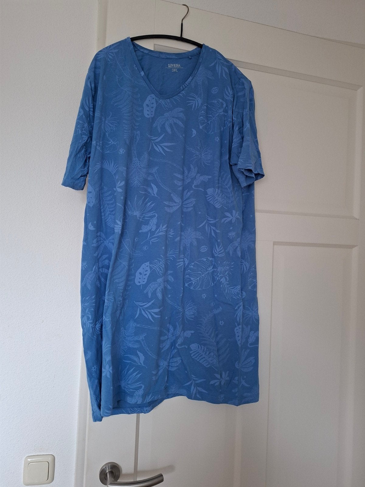 Blauw nachthemd  met  print - Maat 3XL, Livera, Verzenden, Zo goed als nieuw, Maat 46/48 (XL) of groter
