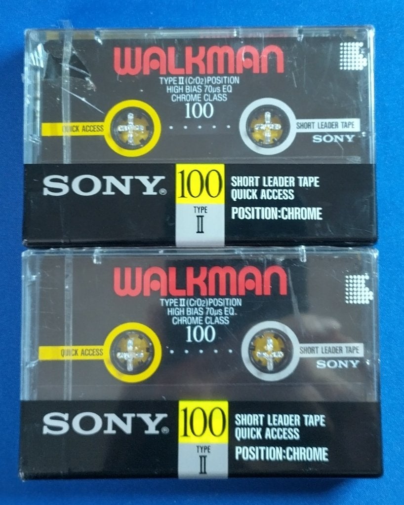 2 Originele Sony Walkman 100 Type II audiocassettes, 2 t/m 25 bandjes, Overige genres, Ophalen of Verzenden, Origineel