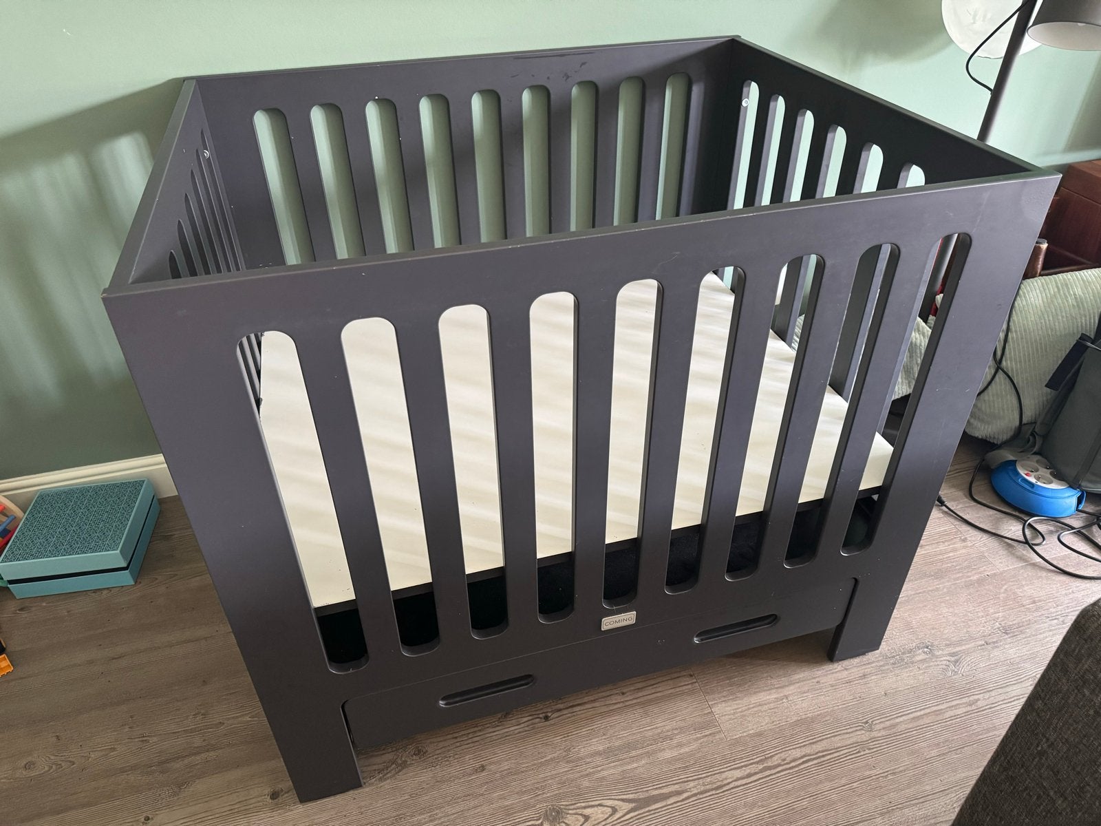 Coming babybox antraciet met lade, Ophalen, Gebruikt, Rechthoekig, In hoogte verstelbaar
