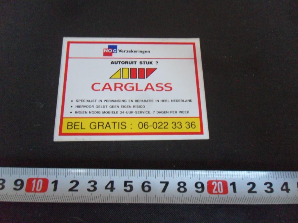 stickers NOG verzekeringen CARGLASS 06-0223336, Ophalen, Zo goed als nieuw