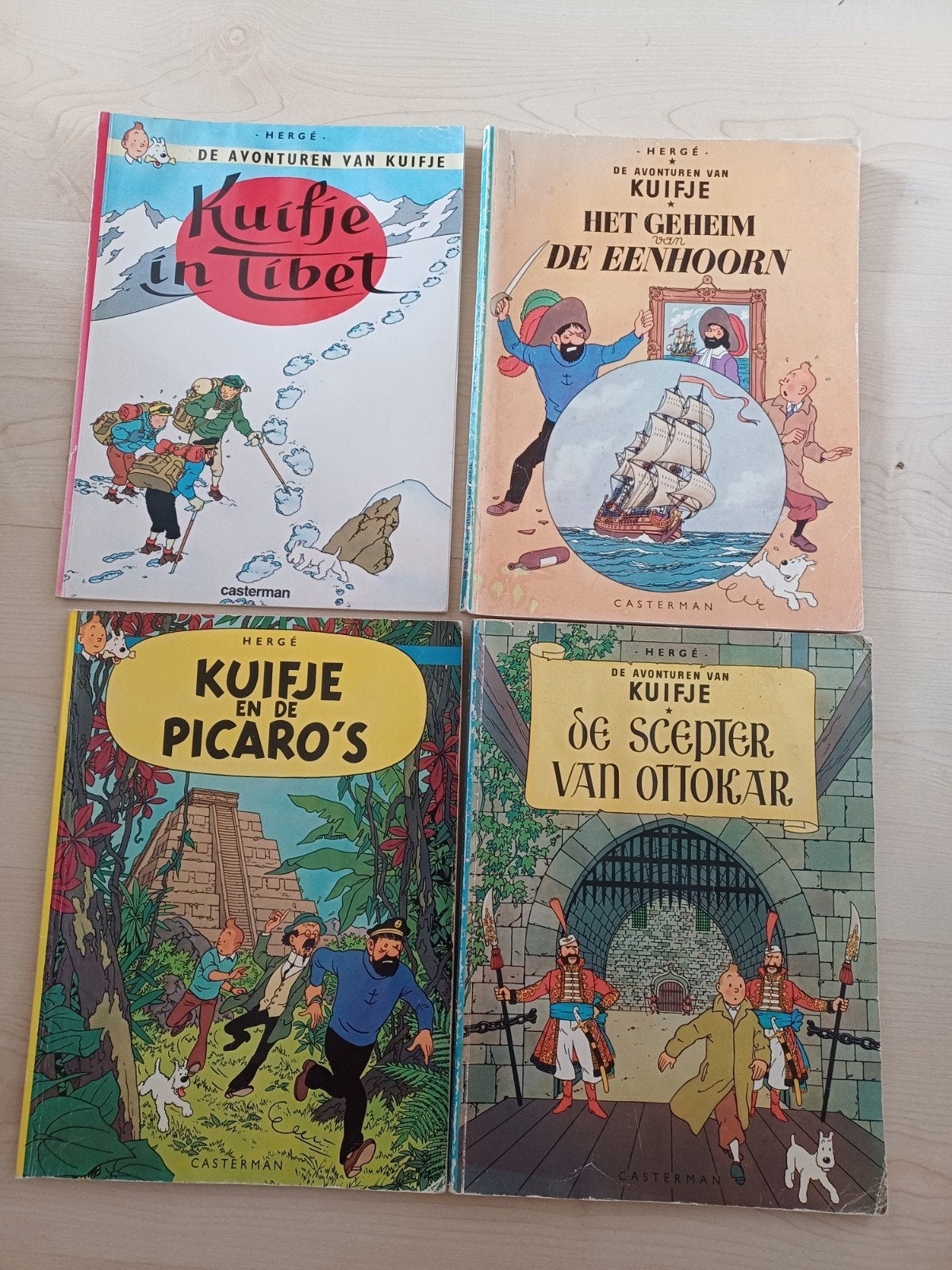 Kuifje vintage stripboeken - 4 stuks, Meerdere stripboeken, Ophalen of Verzenden, Gelezen, Hergé