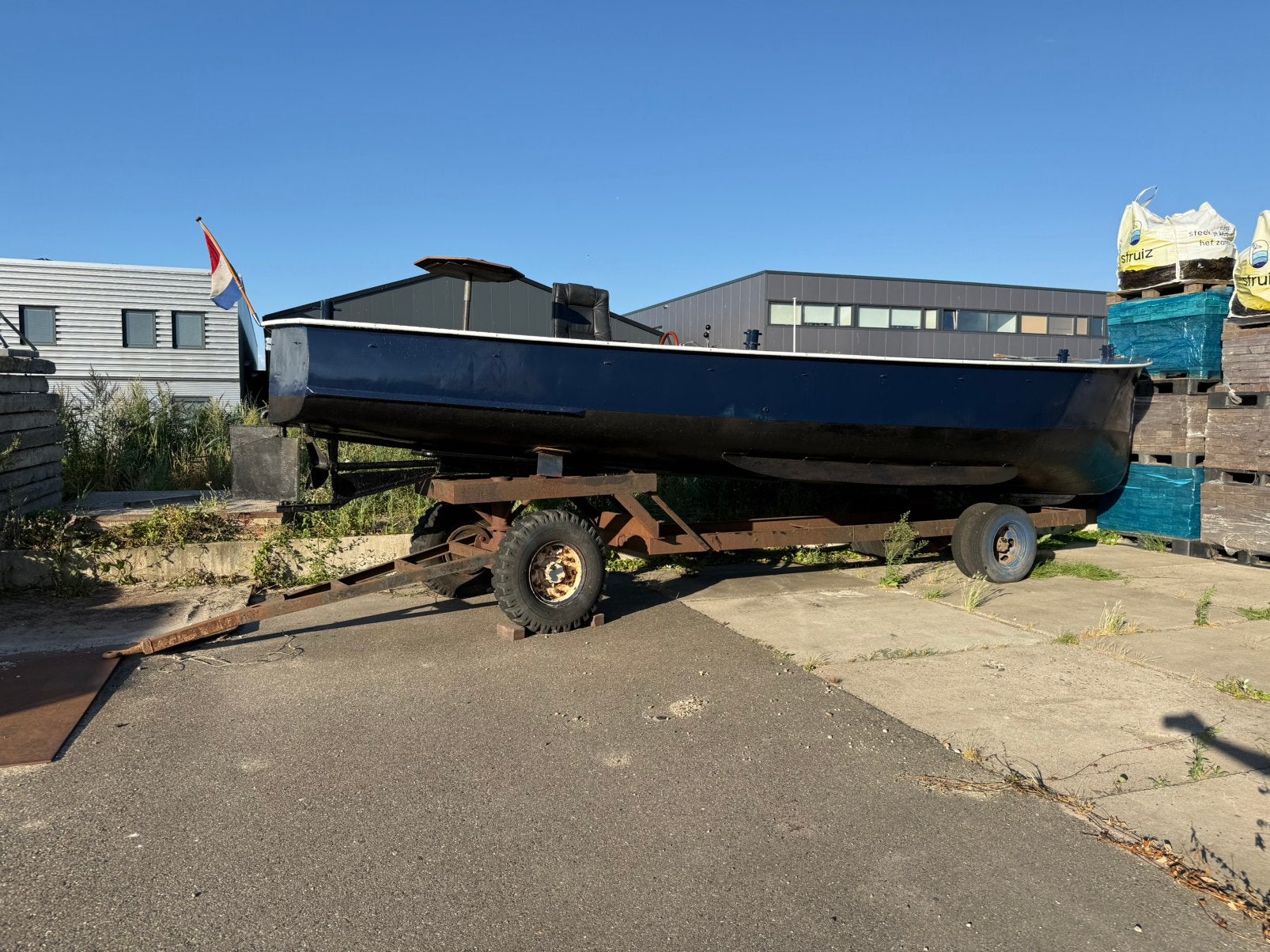 Zware  stalen Boottrailer, Watersport en Boten, Boottrailers, Ophalen, Gebruikt, 6 tot 9 meter, Overige typen