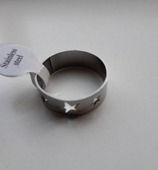 RVS Ring 3 sterren maat 22 glans, Overige materialen, Overige kleuren, 20 of groter, Nieuw
