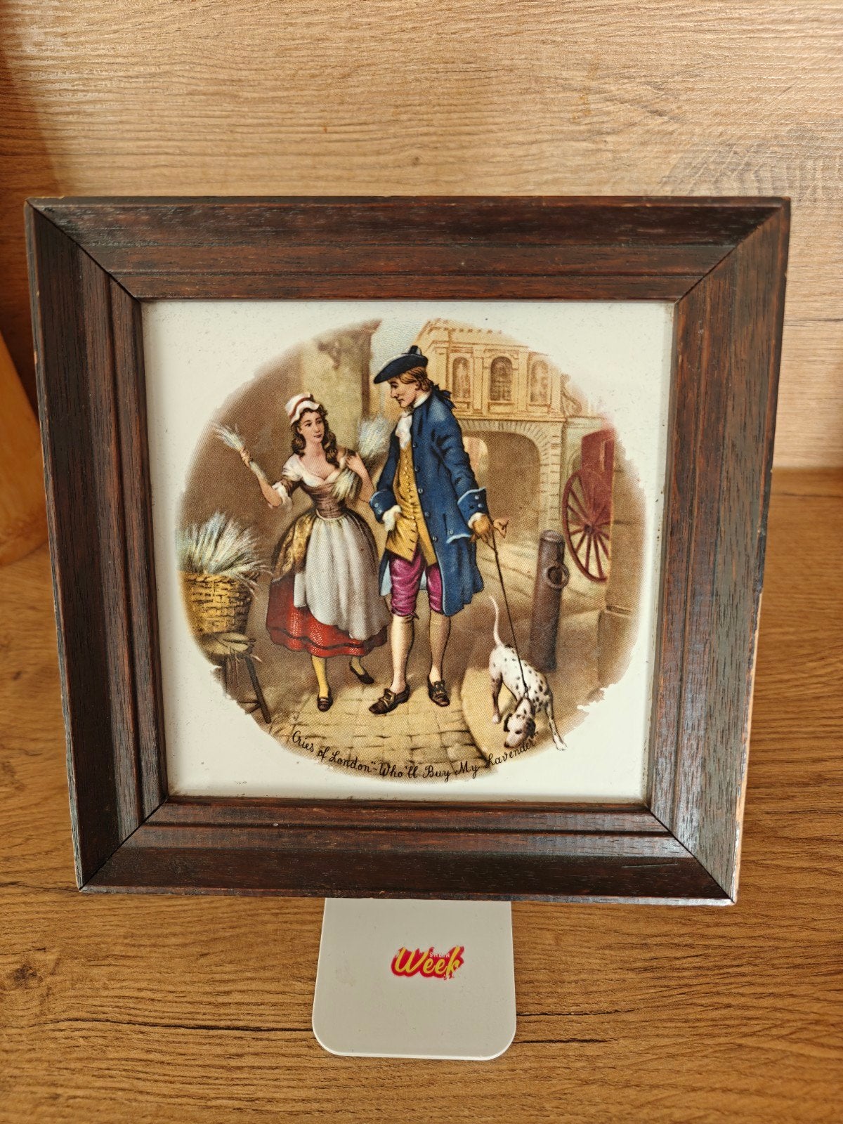 Vintage ingelijste keramieken tegel, Antiek en Kunst, Ophalen of Verzenden