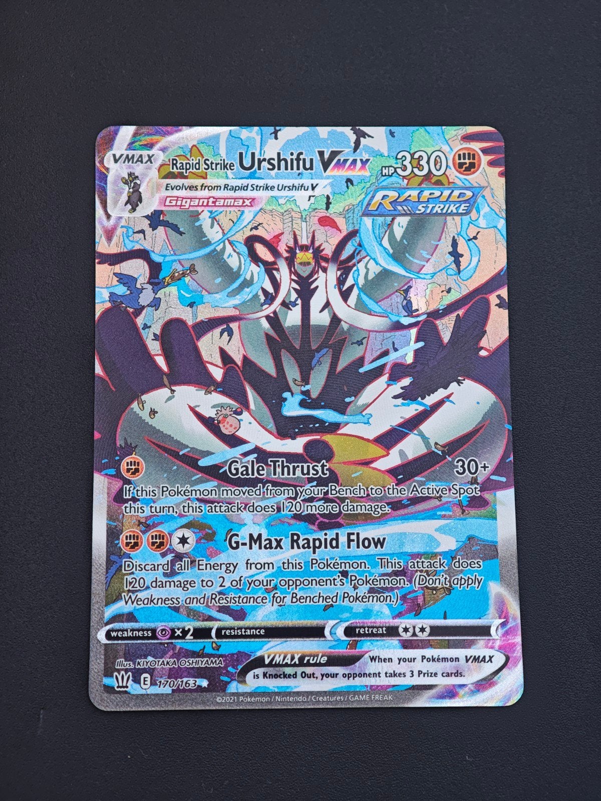 Urshifu VMAX Rapid Strike Pokémon Kaart (170/163), Ophalen of Verzenden, Zo goed als nieuw, Losse kaart, Foil