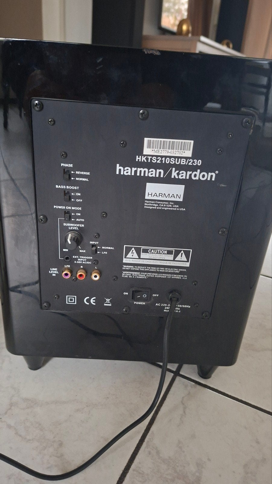 Harman Kardon HKTS210SUB/230 Subwoofer, 150 watt of meer, Subwoofer, Ophalen of Verzenden, Zo goed als nieuw
