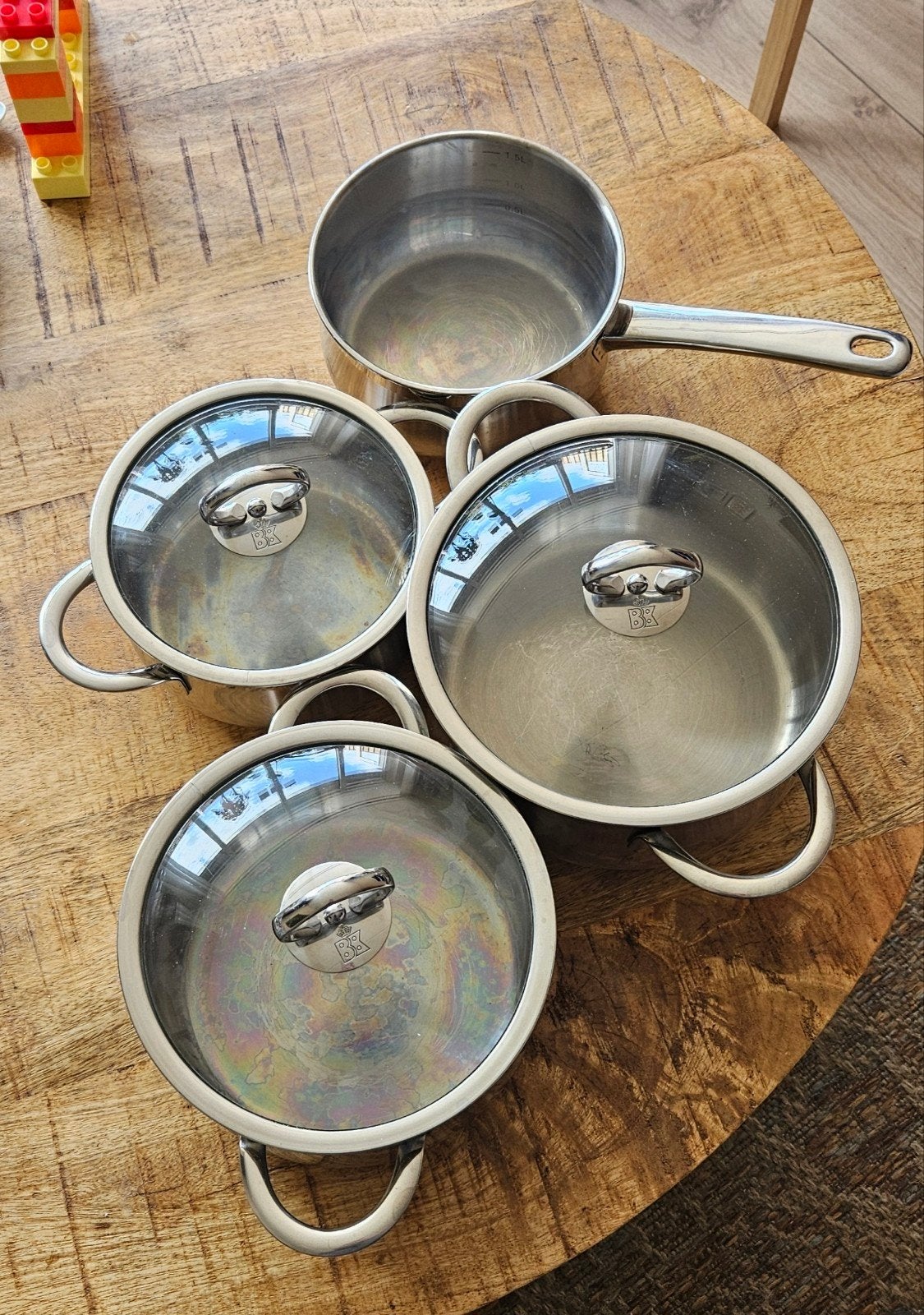 BK pannenset 4-delig., Gebruikt, Met deksel, BK, Pannenset