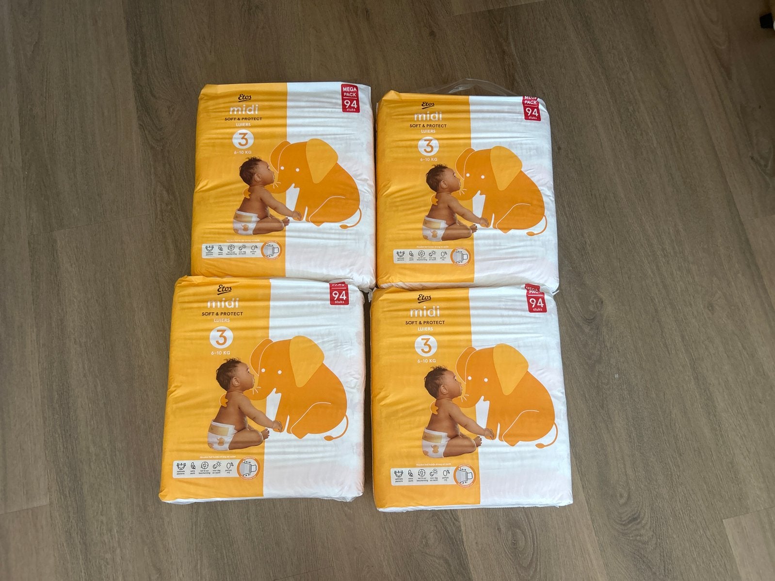 Etos Midi Soft & Protect Luiers Maat 3 (4x94 stuks), Ophalen, Nieuw