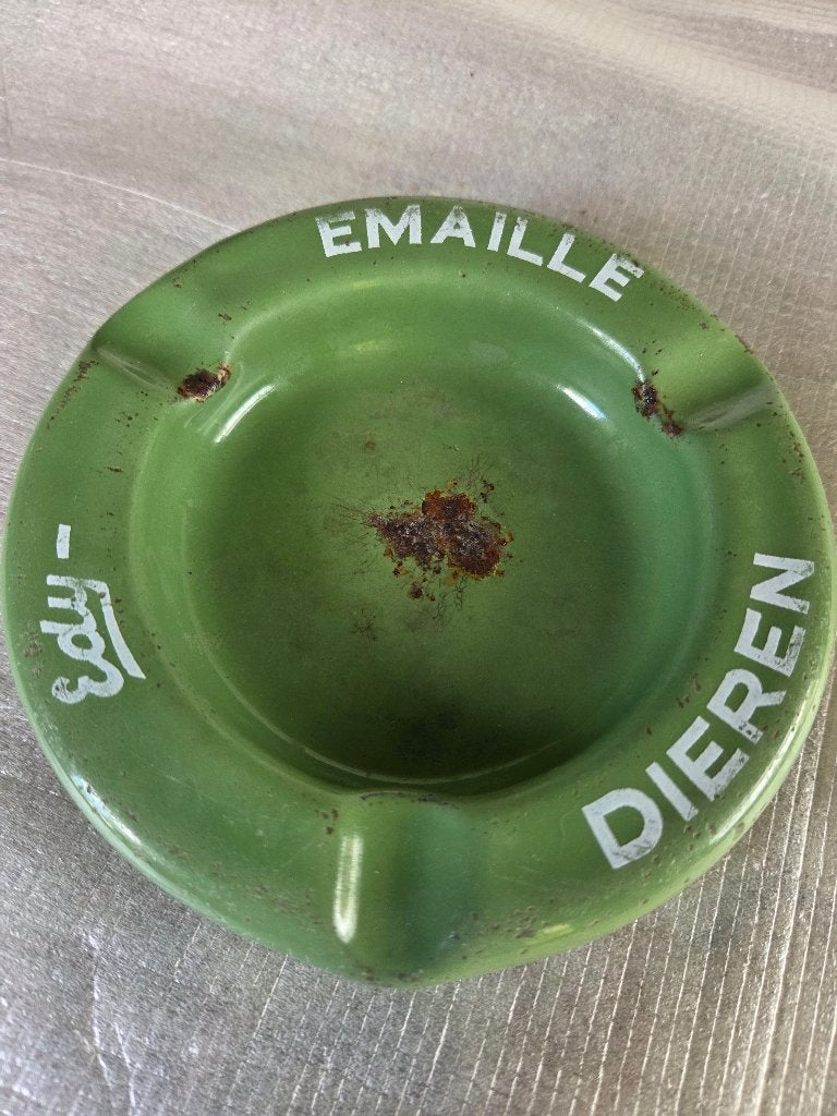vintage,  emaille reclame asbak Edy Emaille uit Dieren, Ophalen of Verzenden, Gebruikt, Asbak