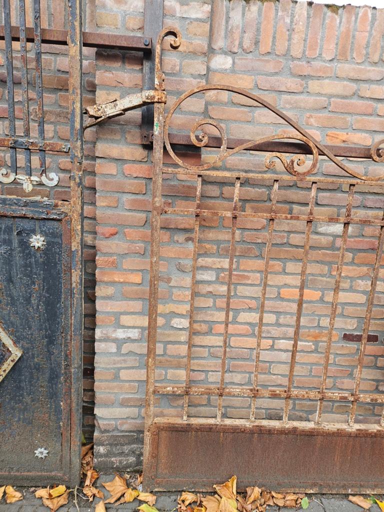 Prachtig zwaar antieke smeedijzeren dubbele poort, Ophalen, IJzer, Sierhekwerk